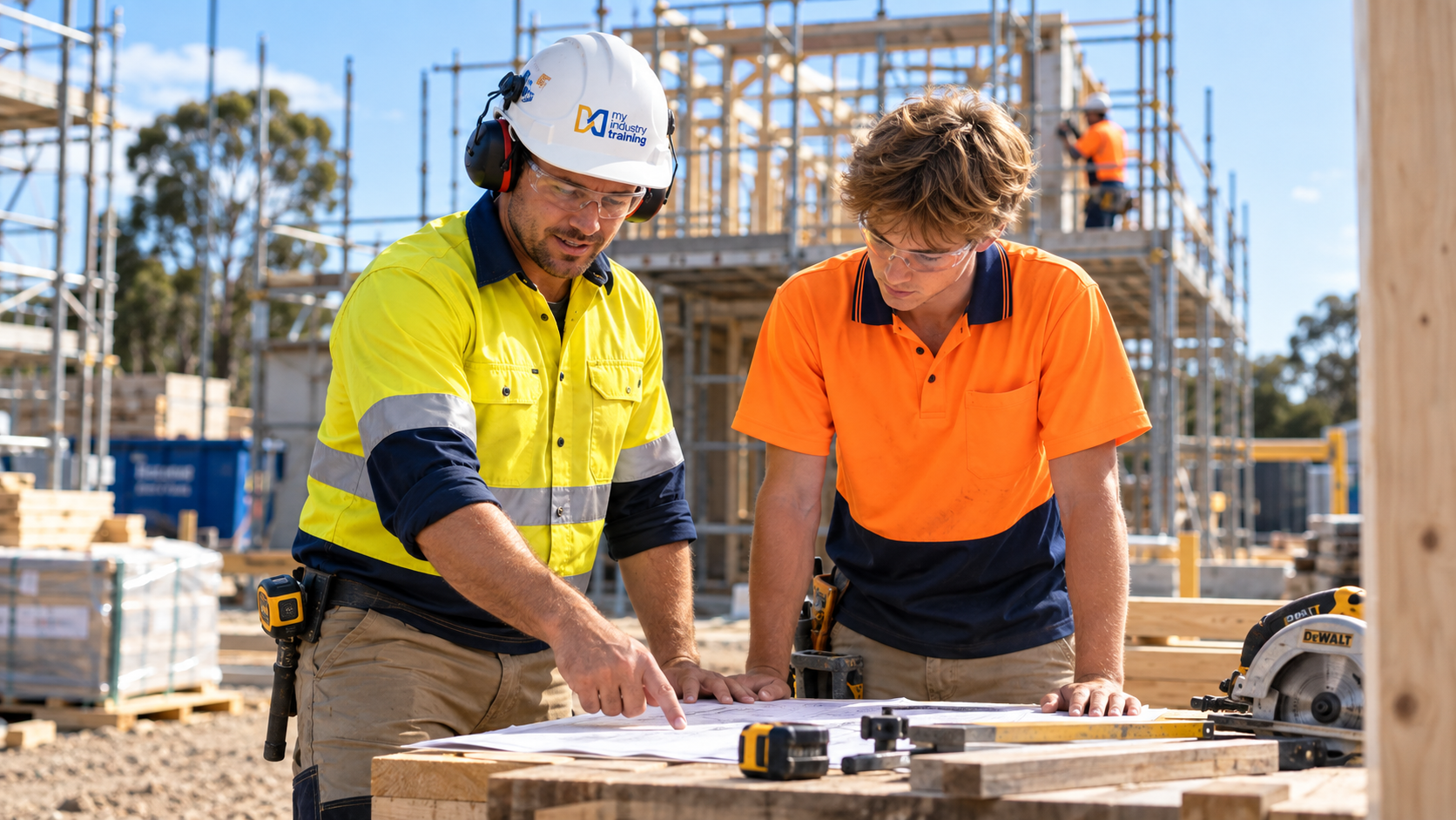 Carpentry apprentice completing practical training